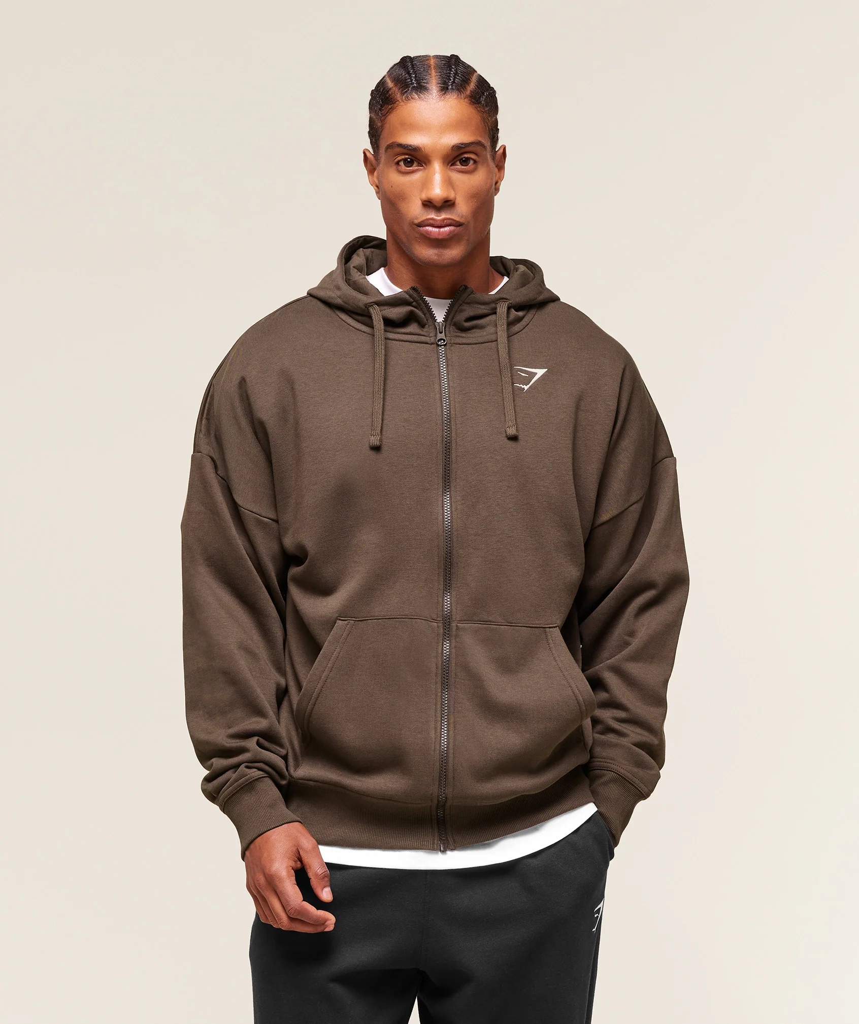 Crest Oversized Zip Up Hoodie