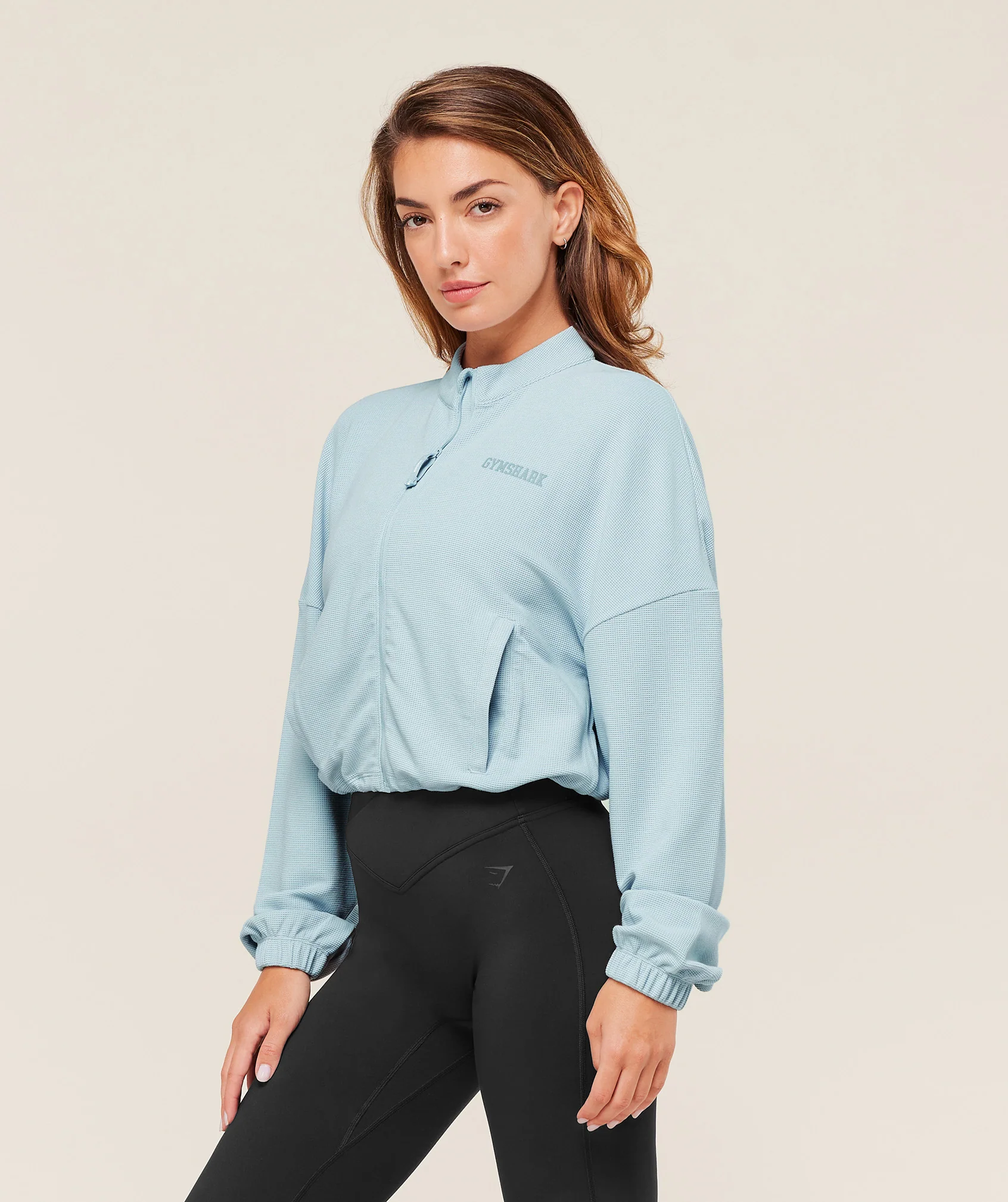 Waffle Midi Zip Up Jacket