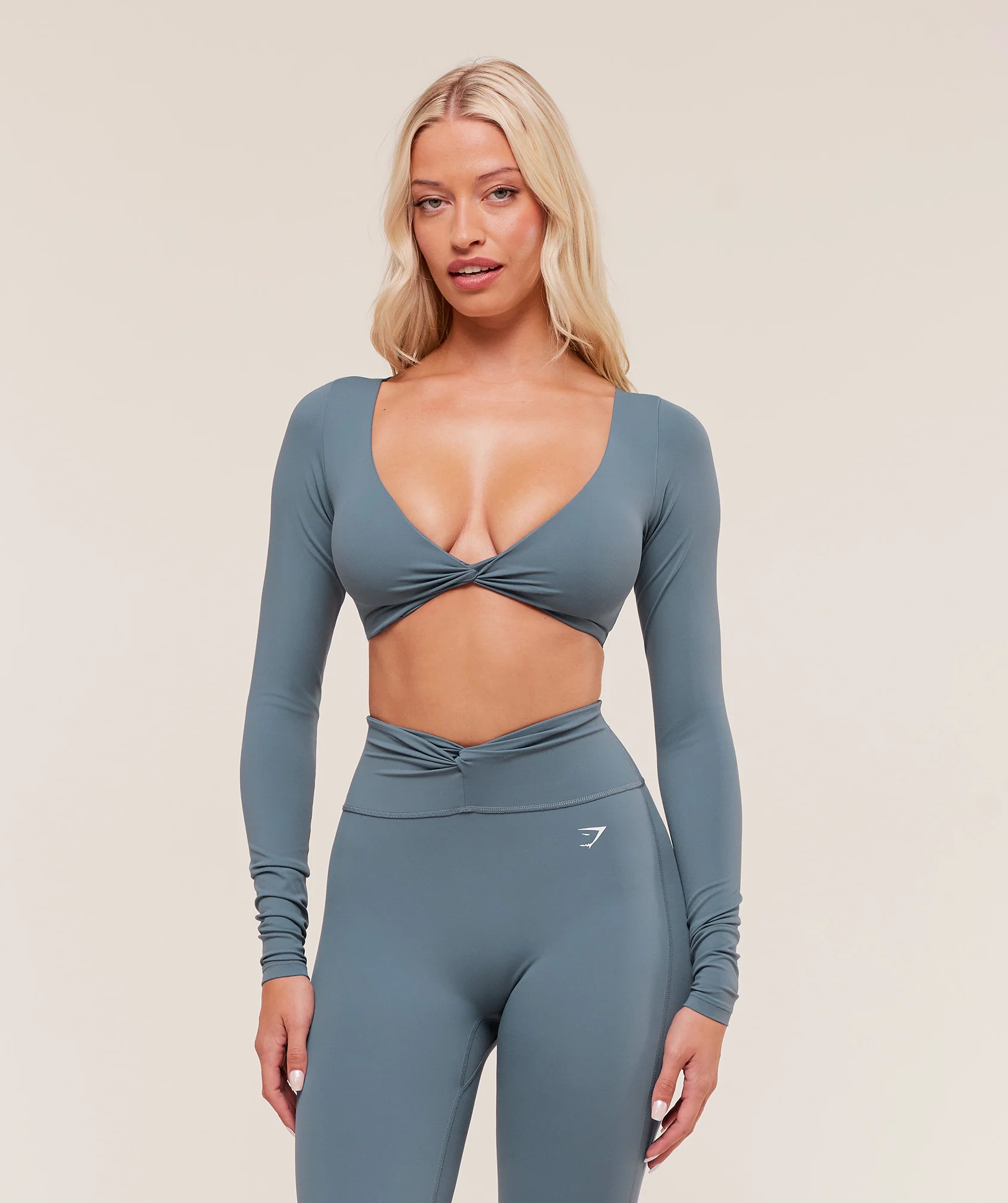 Twist Front Long Sleeve Crop Top