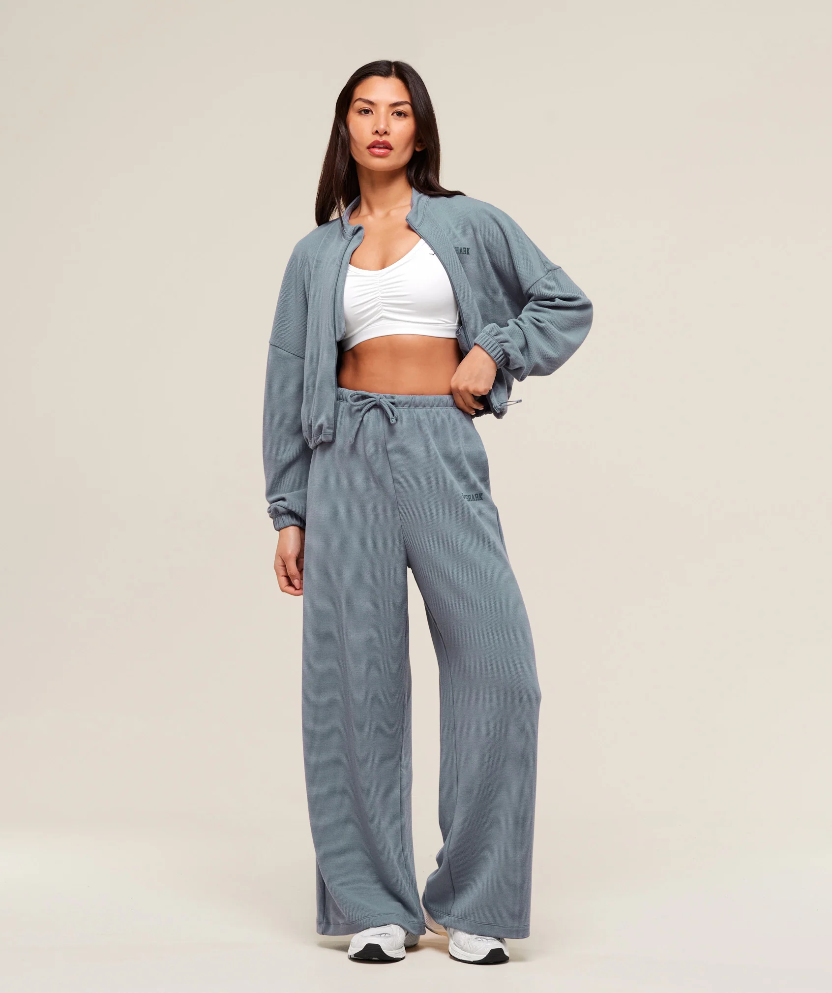 Waffle Midi Zip Up Jacket