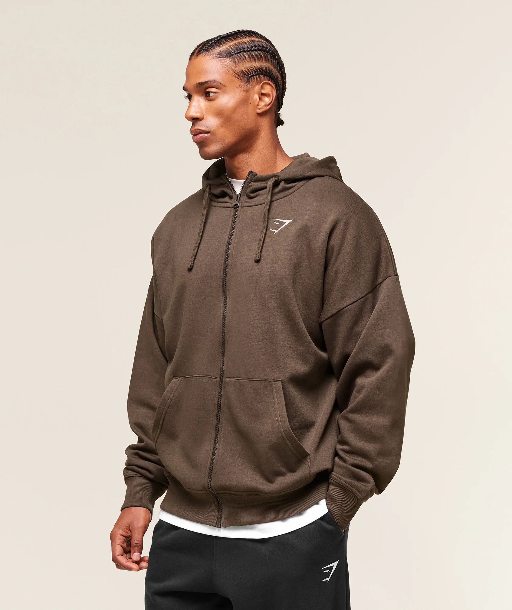 Crest Oversized Zip Up Hoodie