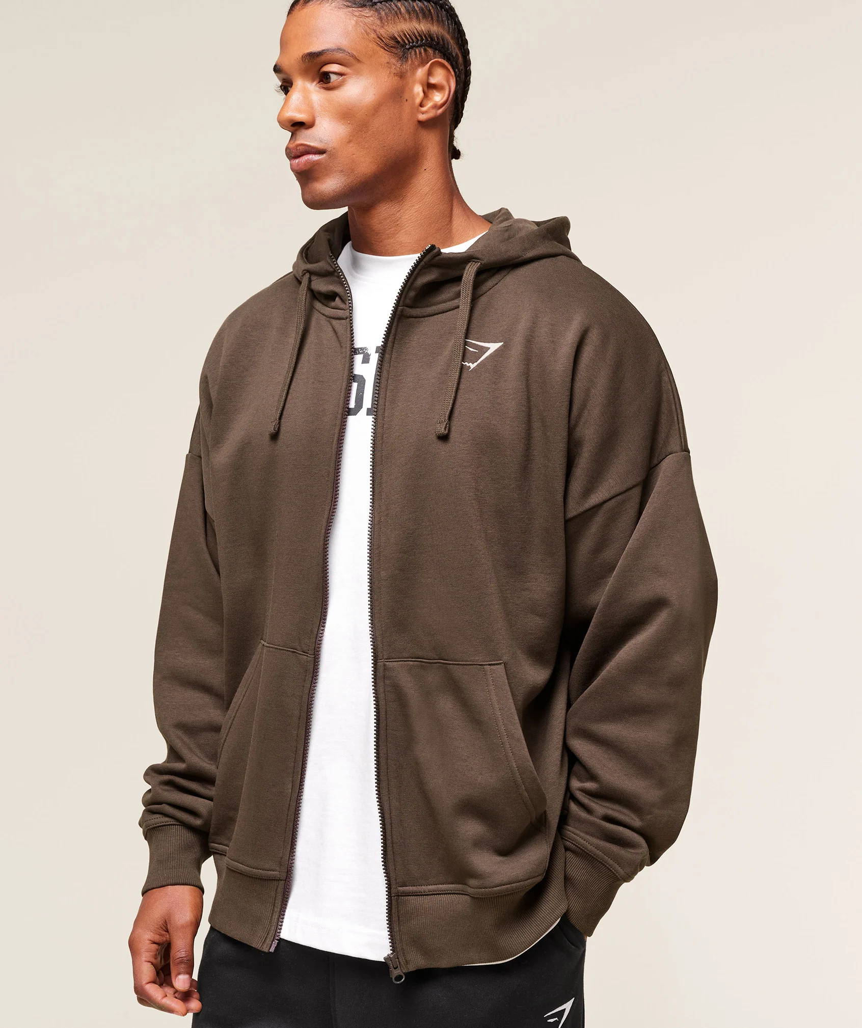 Crest Oversized Zip Up Hoodie