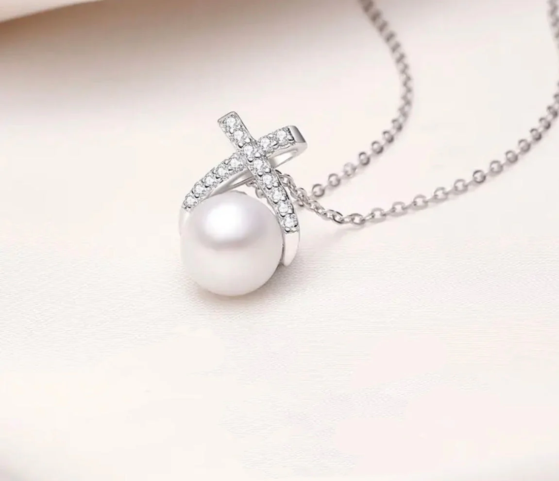 Natural freshwater pearl S925 sterling silver necklace set with 5A zircon