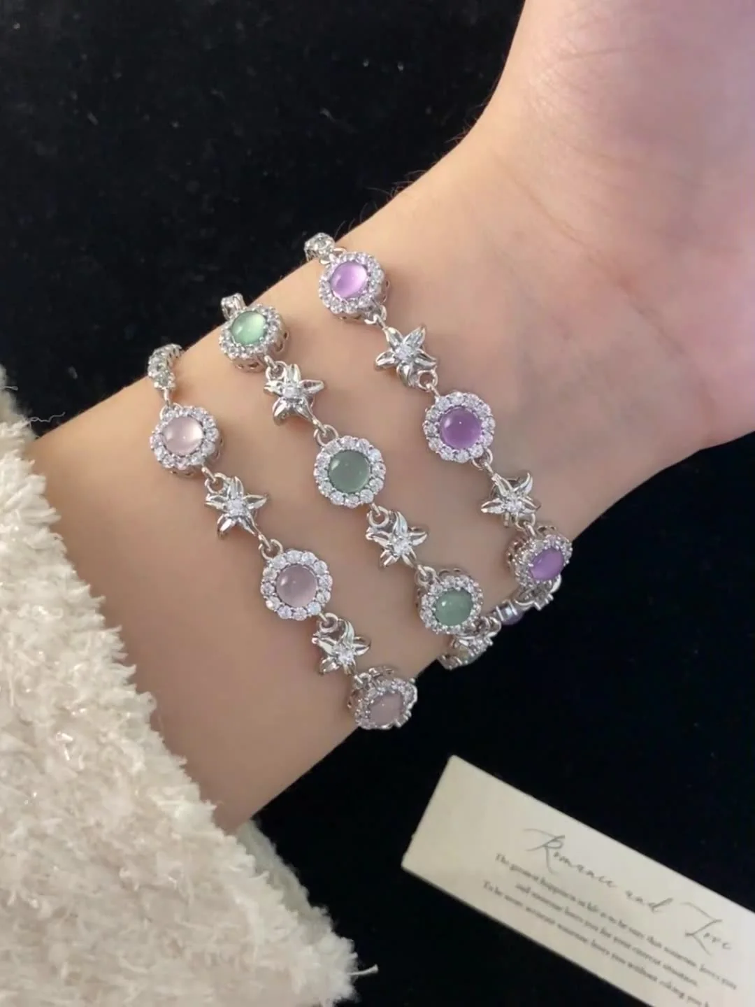 Opal round zircon bracelet