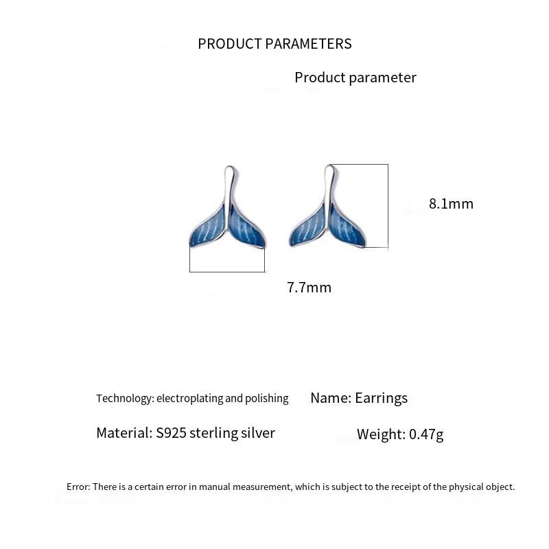 Blue fishtail series necklace ring bracelet earrings set