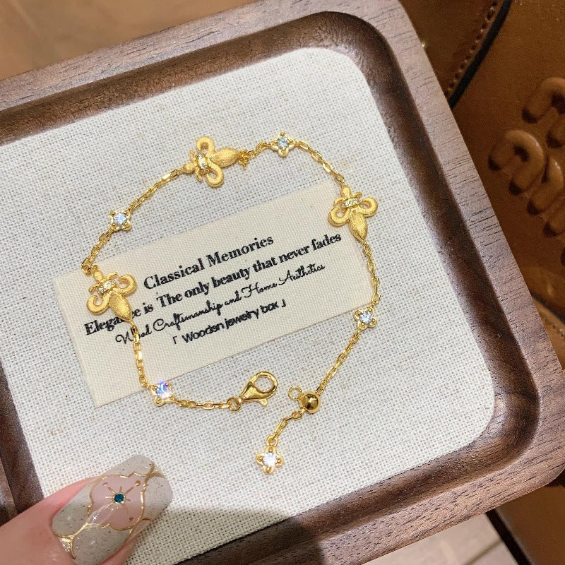 Brushed Iris Flower Diamond Bracelet