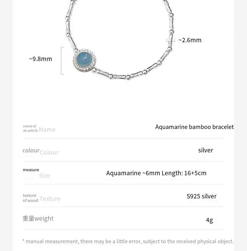 s925 sterling silver aquamarine necklace bracelet