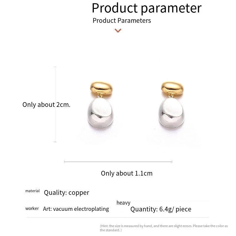 Double love gold wire drawing heart-shaped ball earrings