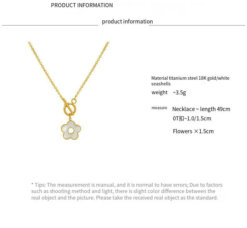 White Sea Shellfish Flower Ot Buckle Necklace