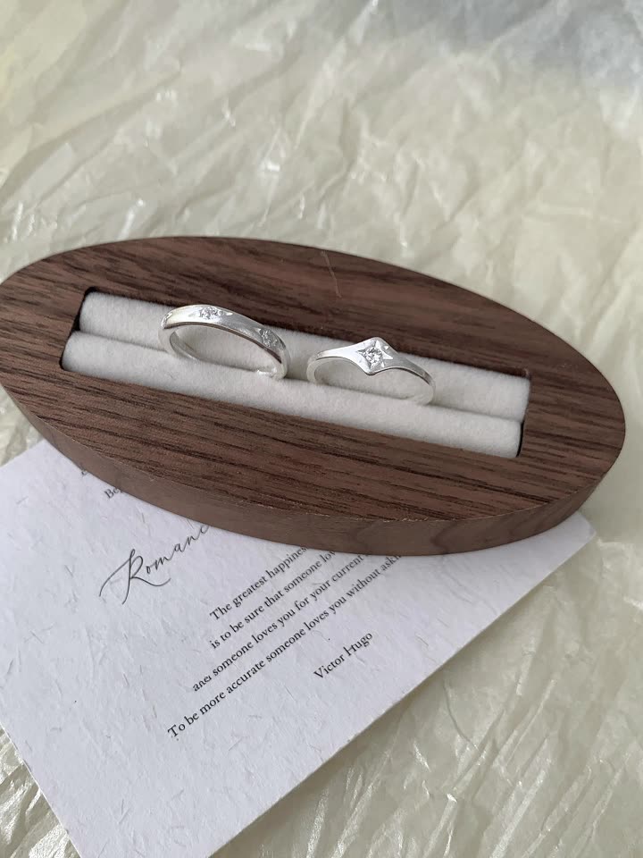 S925 sterling silver matte brushed eight-star flashing zirconium ring