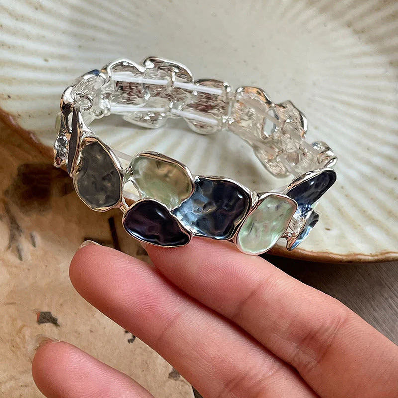 Oil dripping geometric round star butterfly color bracelet