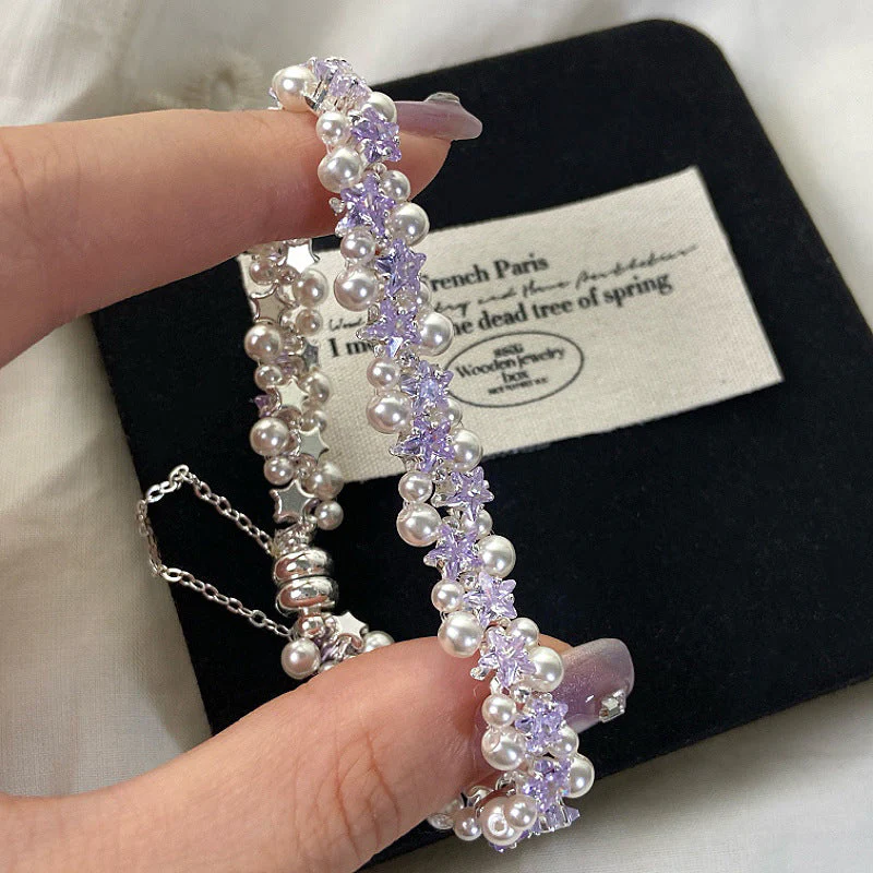 Swarovski Pearl Love Bow Pentacle Zircon Bracelet