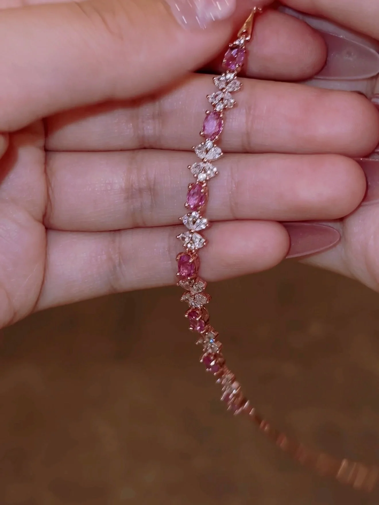 Natural Pink Topaz Bow Bracelet