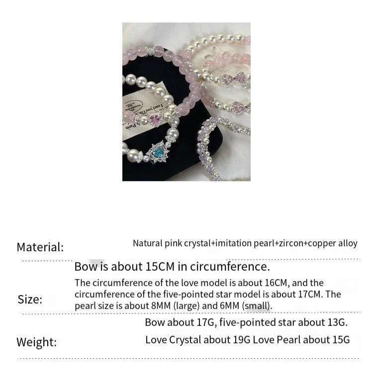 Swarovski Pearl Love Bow Pentacle Zircon Bracelet