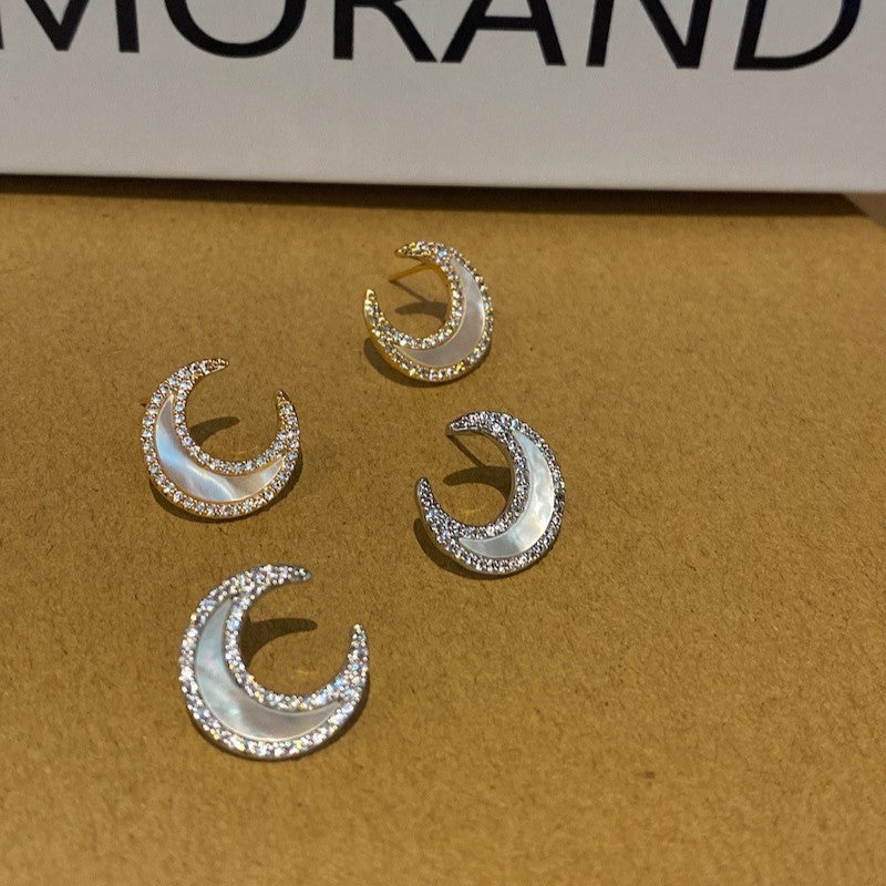 Moon studded shell earrings