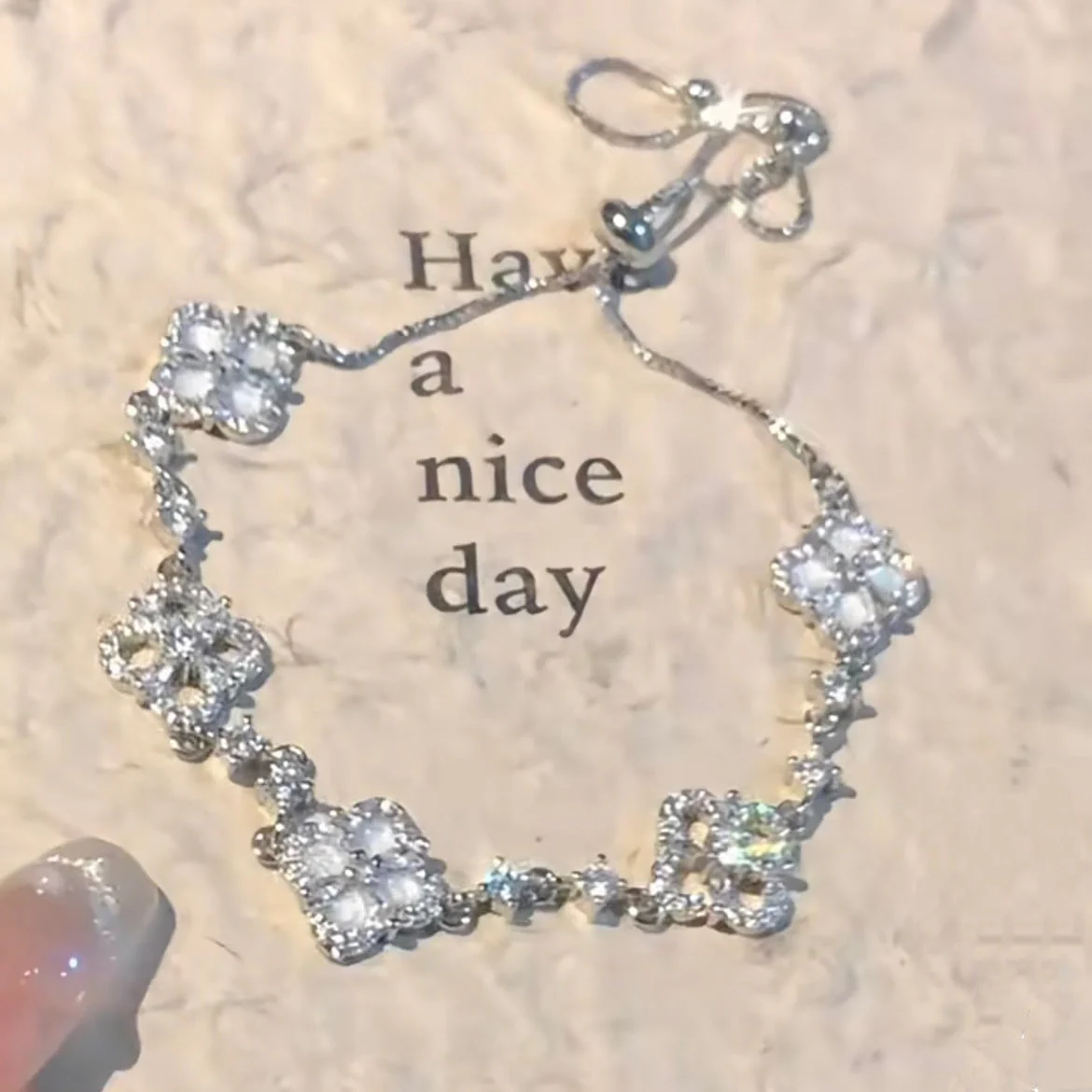 Zircon Clover Adjustable Bracelet