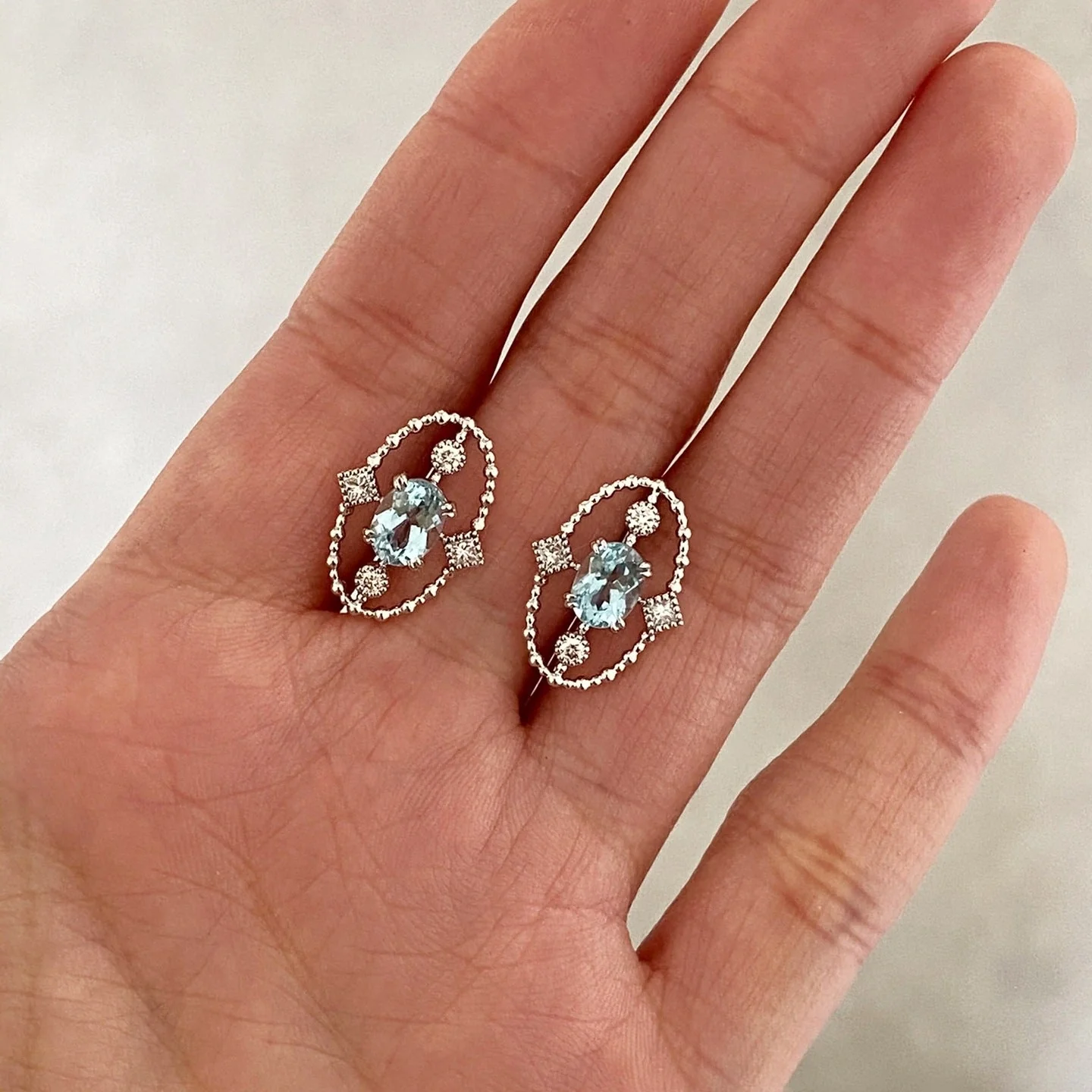 S925 sterling silver palaiba lace navy blue treasure Topaz ring stud earrings suit