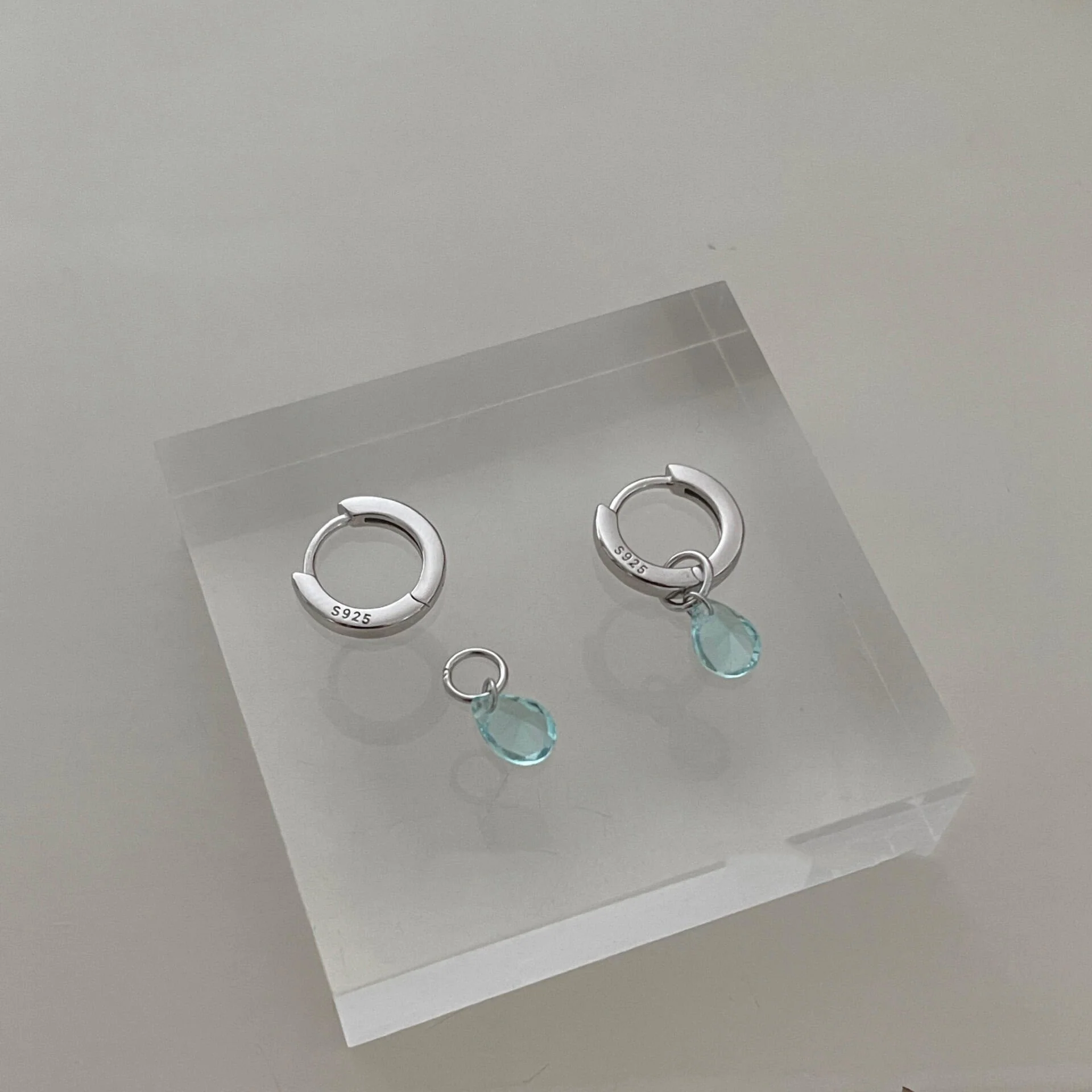 S925 Sterling Silver Blue Drop Earrings