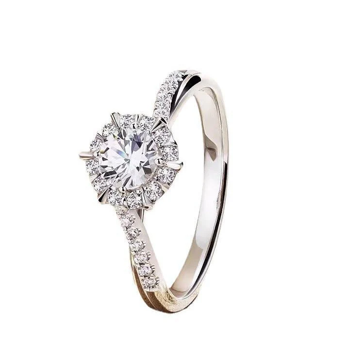 One carat Pure silver moissanite ring