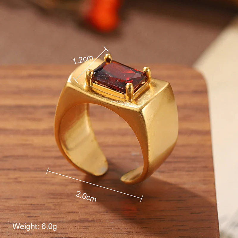 Natural stone geometric ring