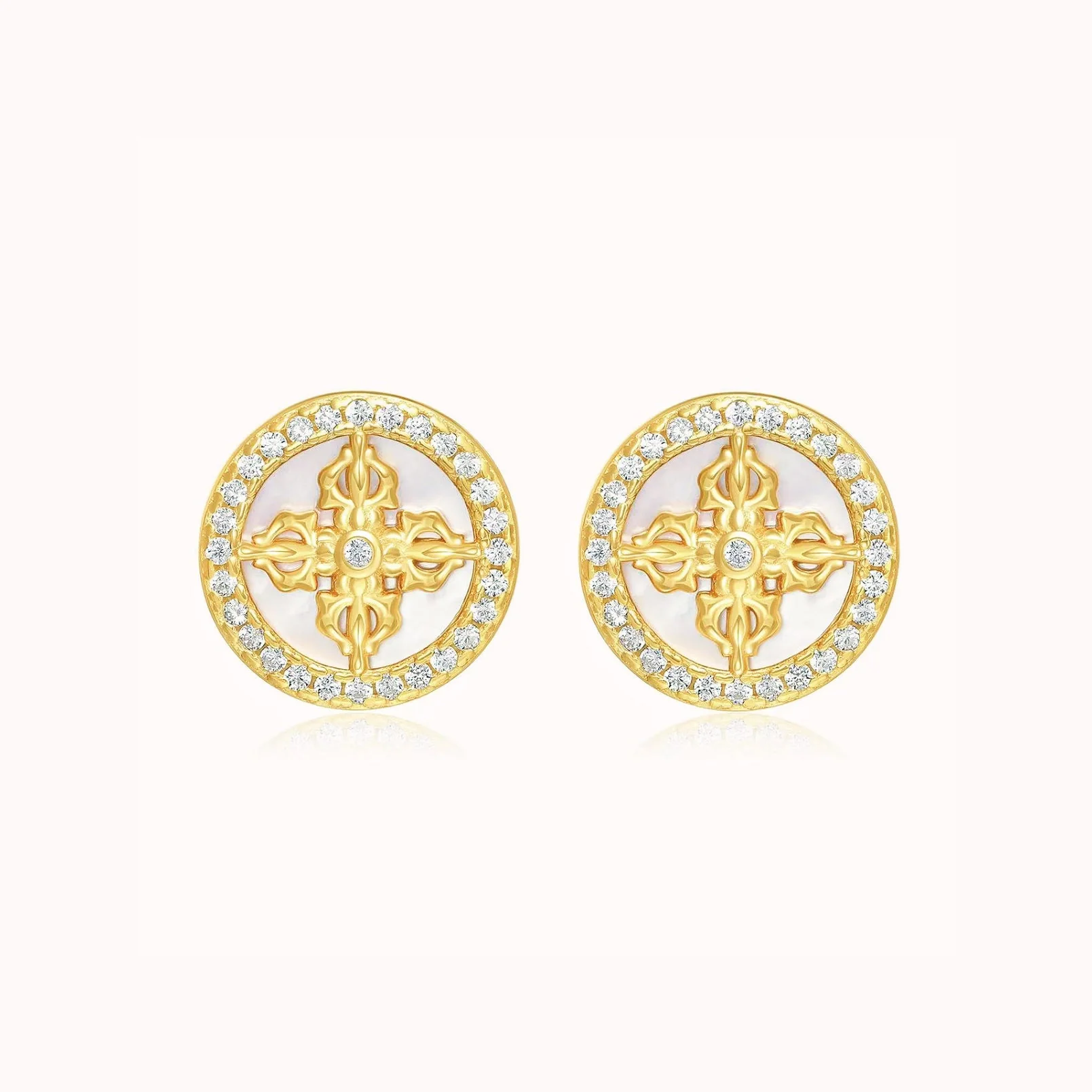 Round Cross Earrings