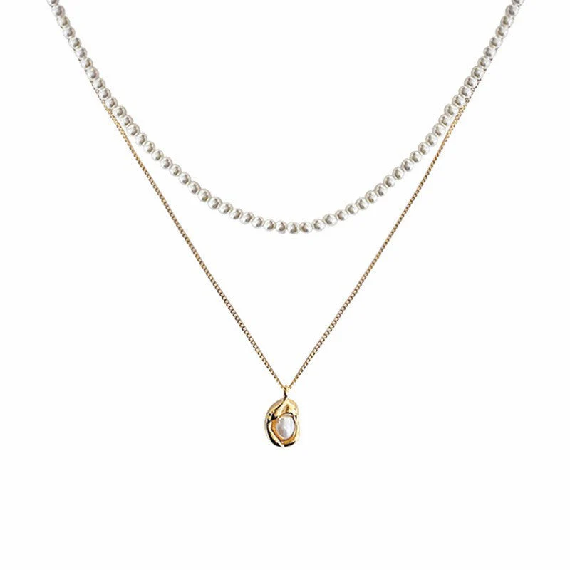 Double layered pea and pearl necklace