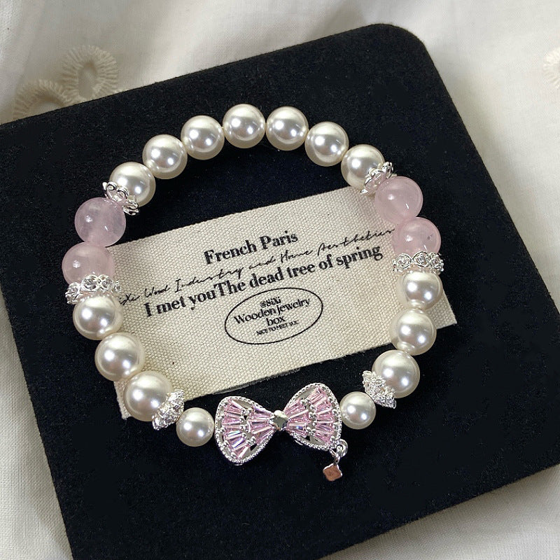 Swarovski Pearl Love Bow Pentacle Zircon Bracelet