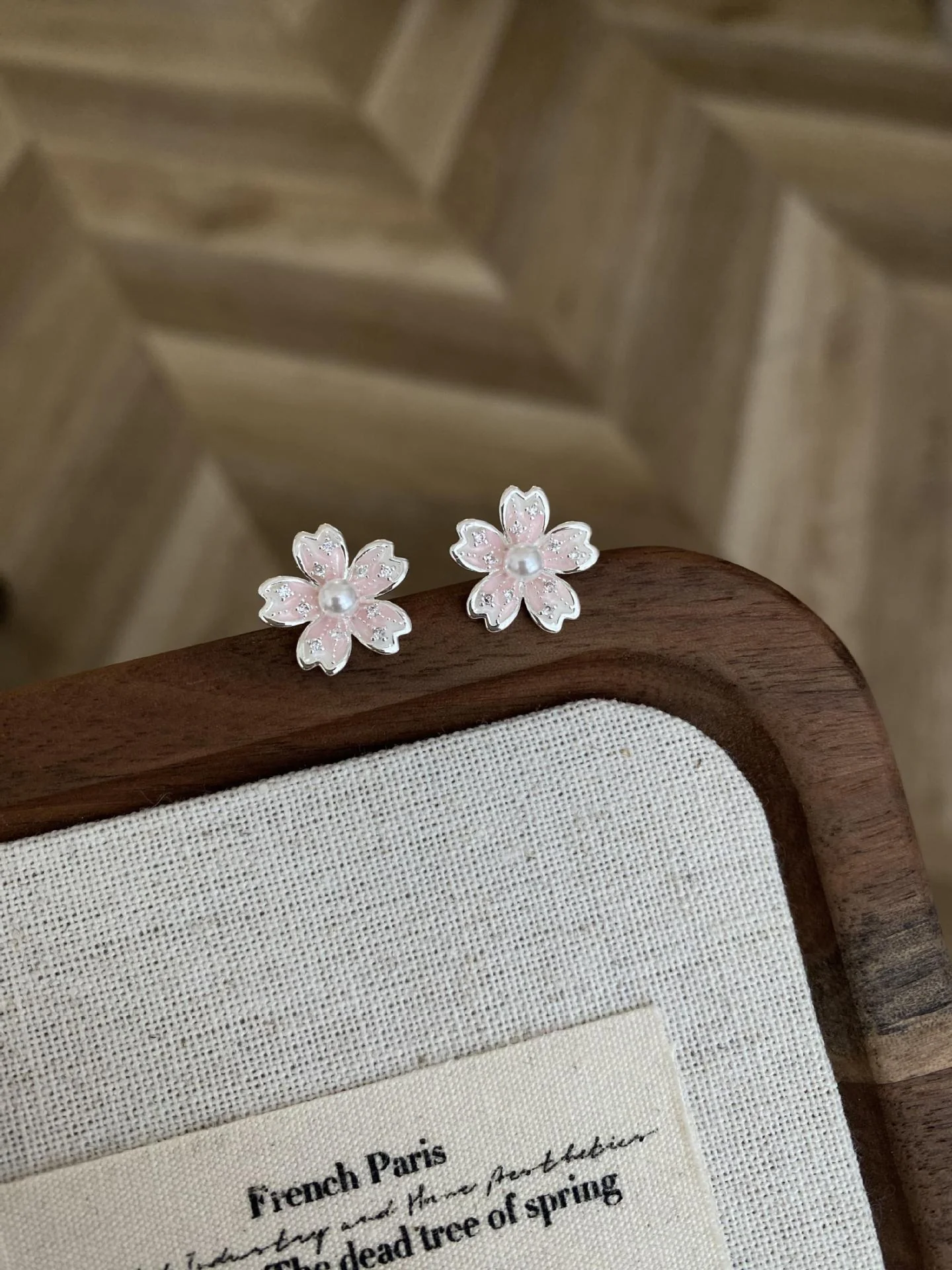 S925 sterling silver cherry blossom earrings