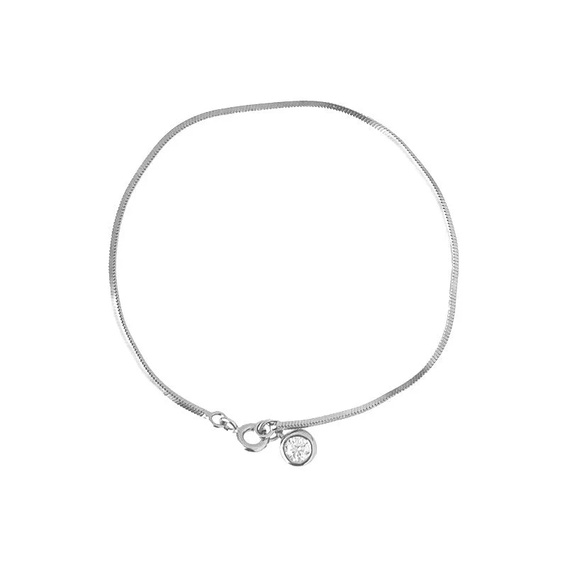 S925 Sterling Silver Bubble Small Round Diamond Snake Bone Bracelet
