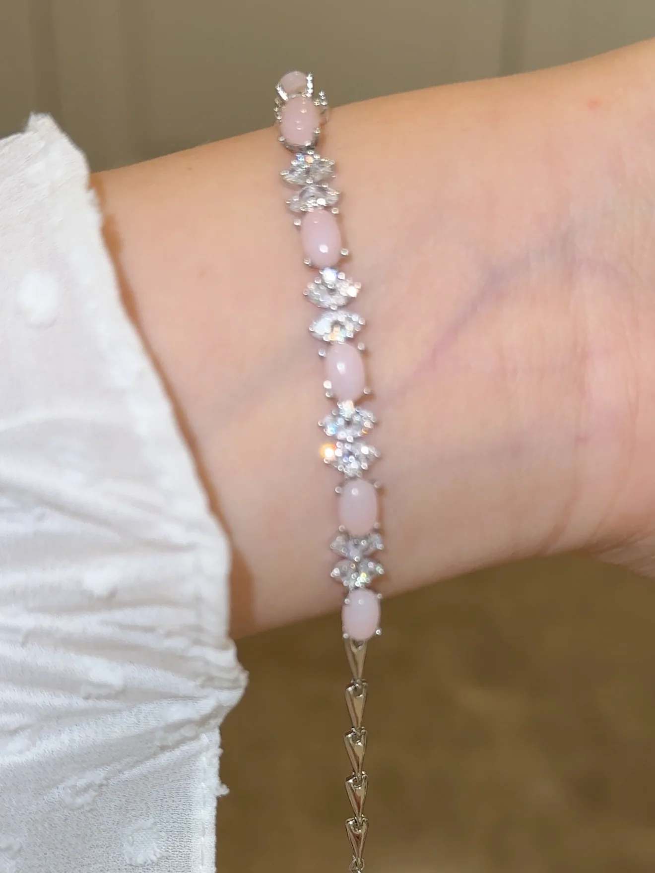 Natural Pink Opal Bow Bracelet