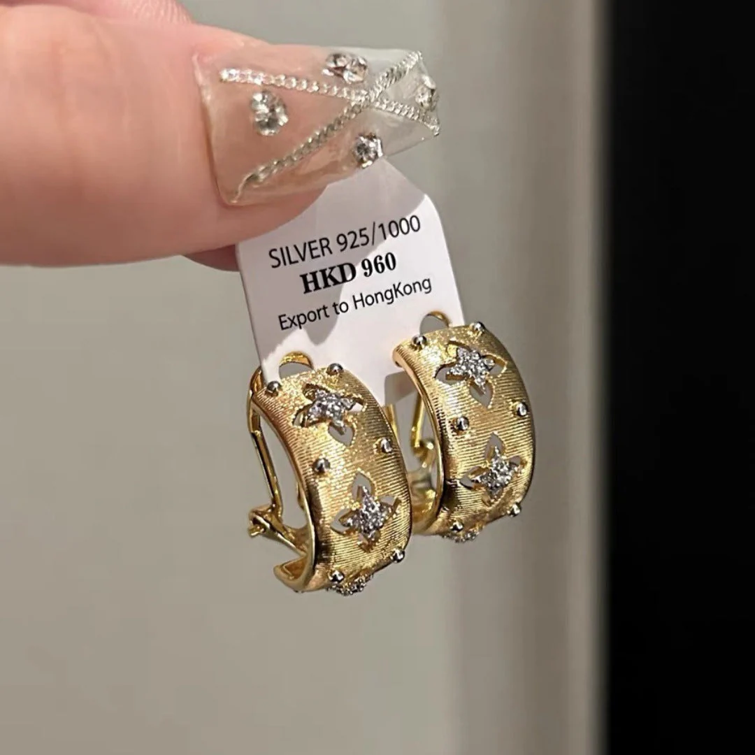 brushed four-leaf clover earrings