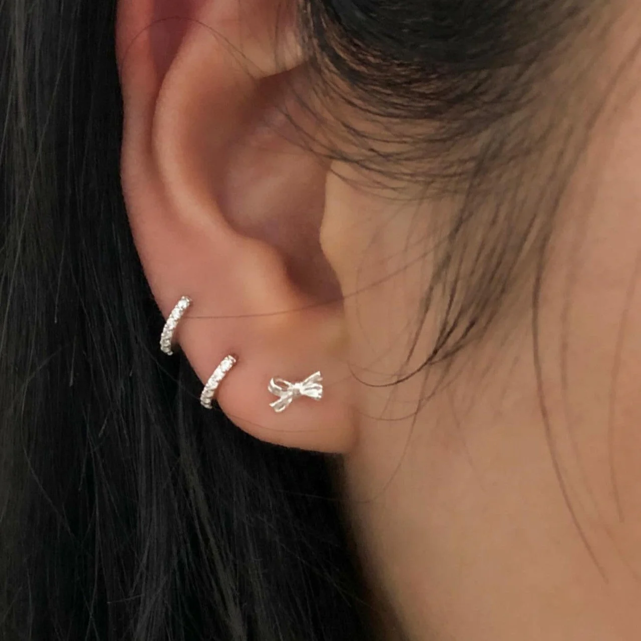 S925 sterling silver bow earrings