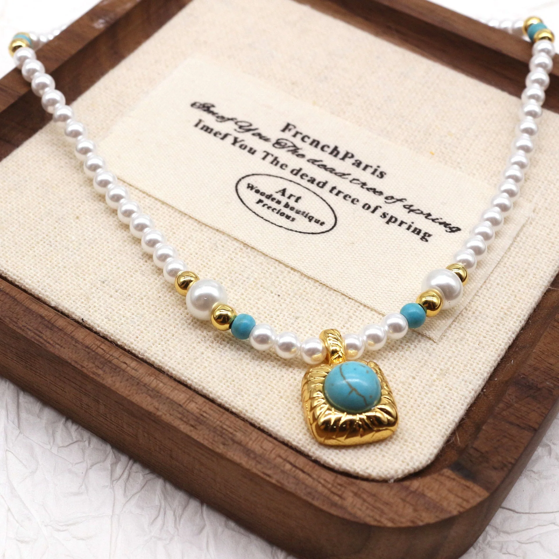 turquoise stone Pearl Necklace