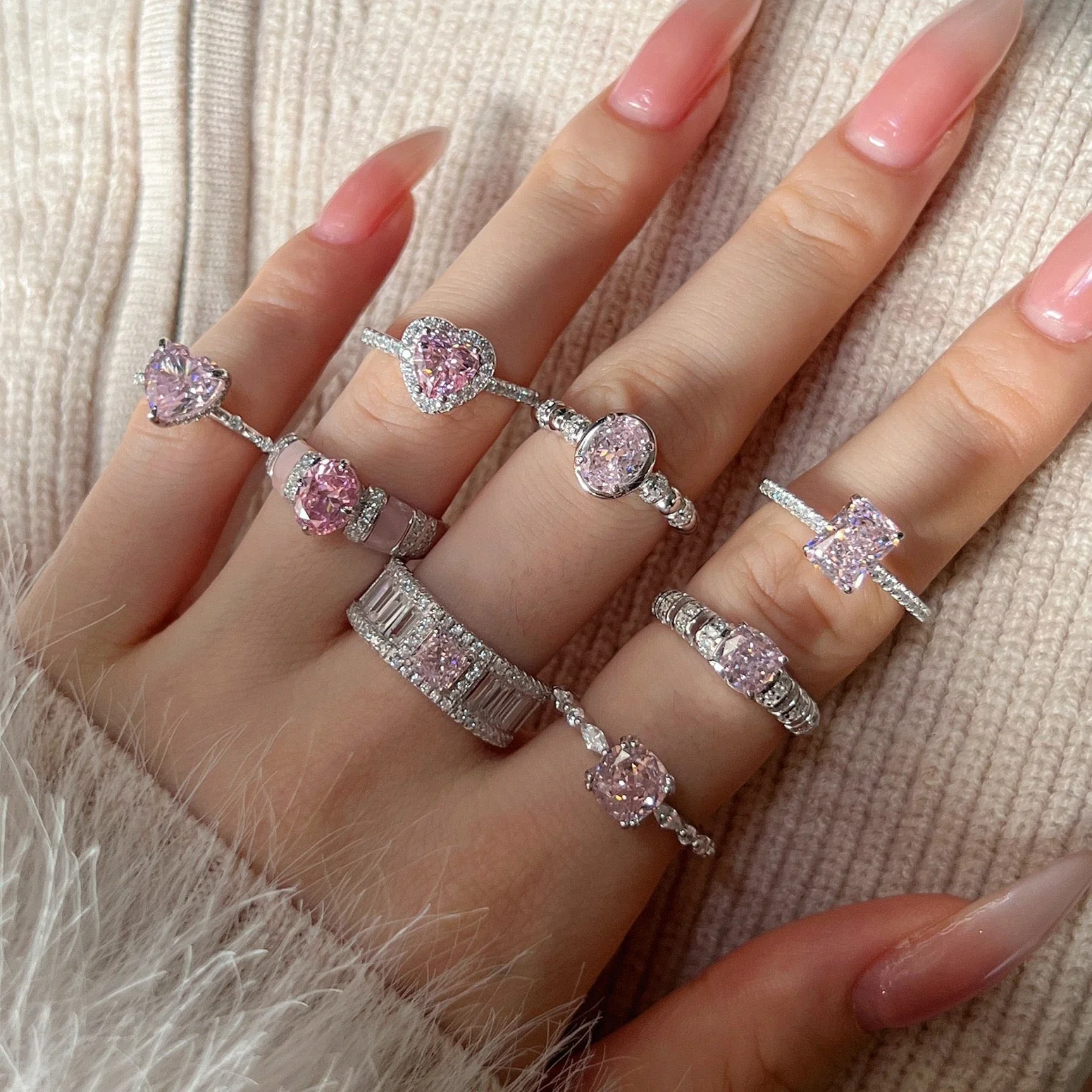 Pink Silver Ring Collection