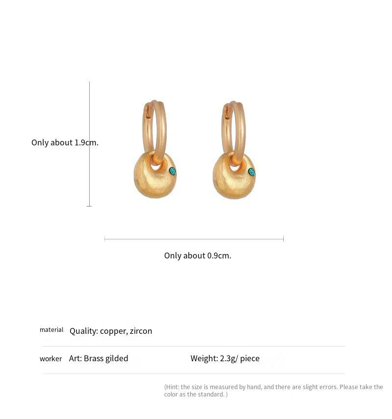 Emerald zircon necklace sand gold earrings