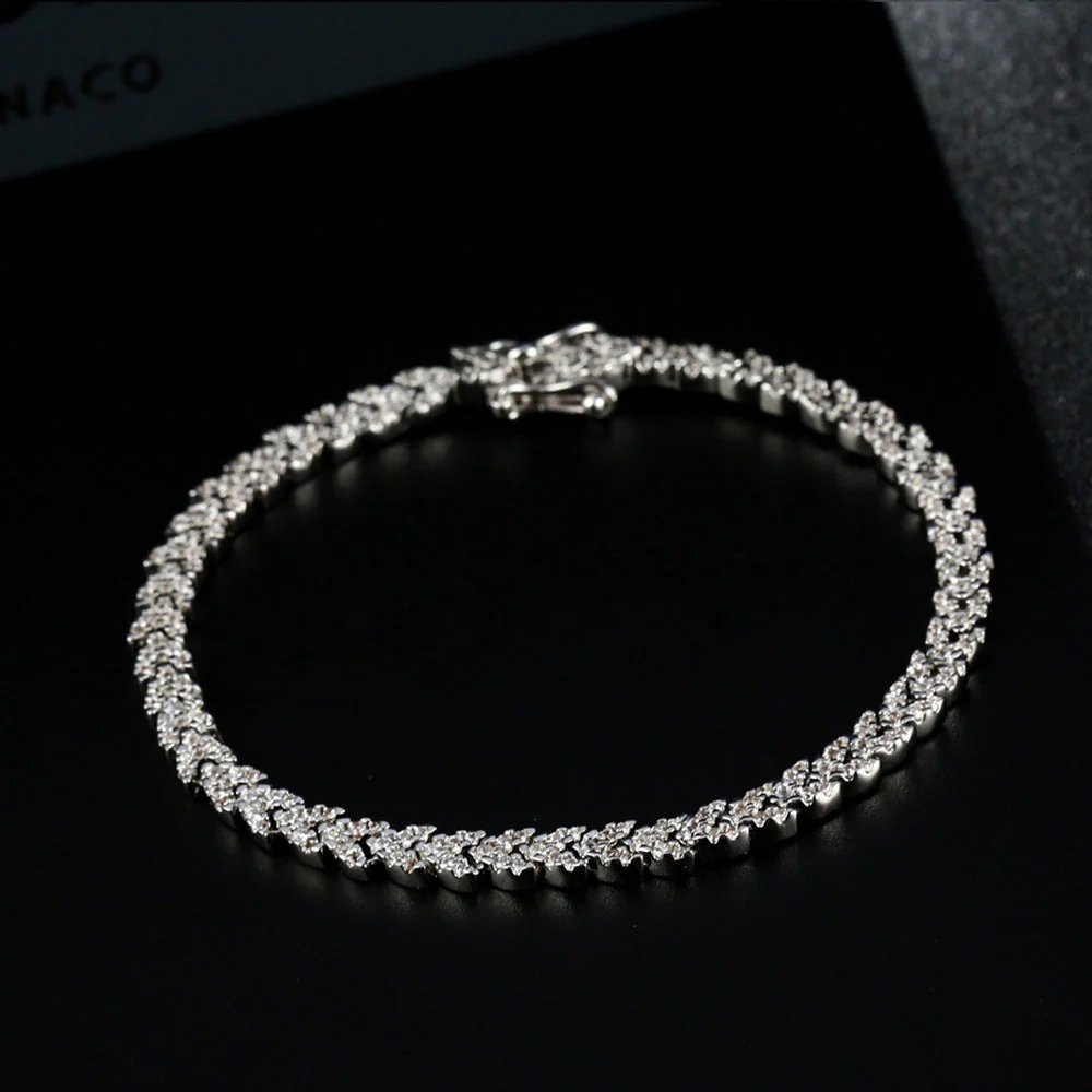 925 Sterling Silver Light Luxury Full Diamond Gold Color Inlaid High Carbon Diamond Bracelet