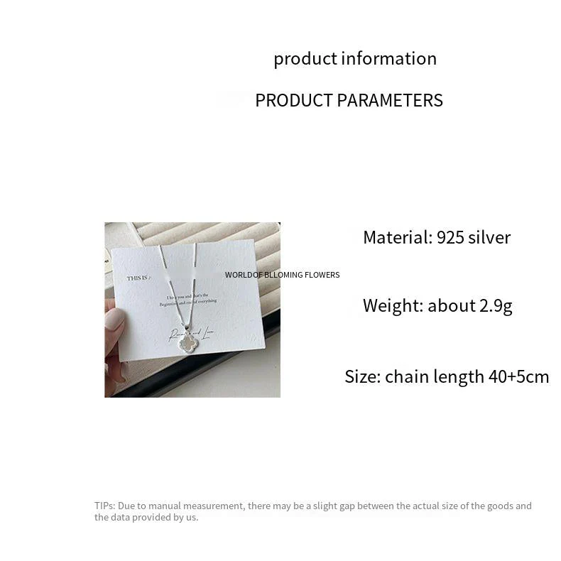 S925 sterling silver full diamond Bai Bei four-leaf clover necklace