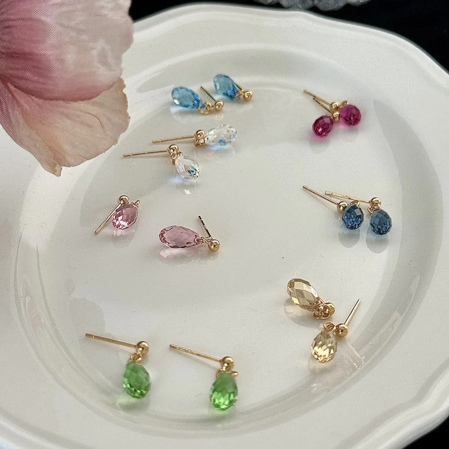 Hand-made Swarovski multicolor crystal earrings S925 silver needle