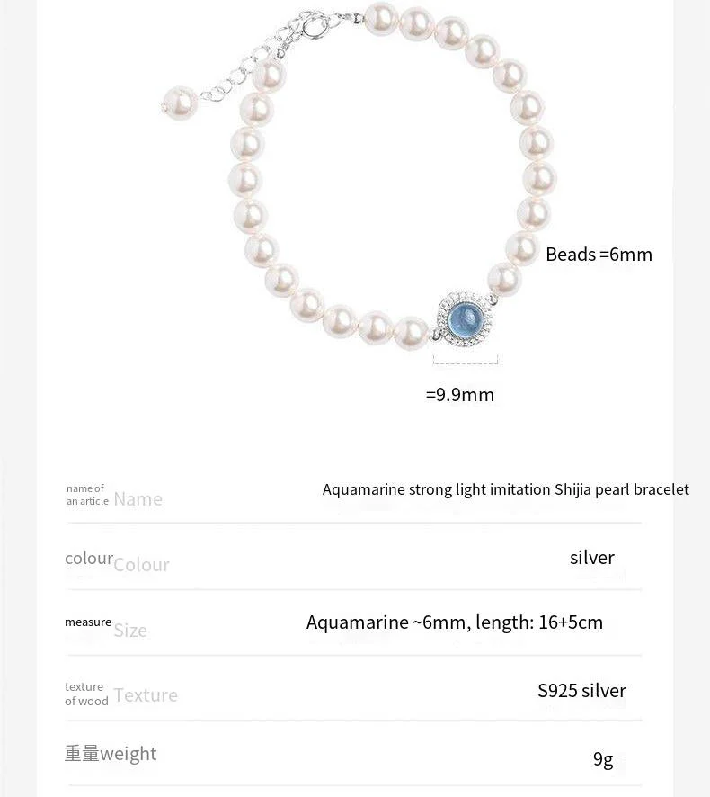 s925 sterling silver aquamarine necklace bracelet