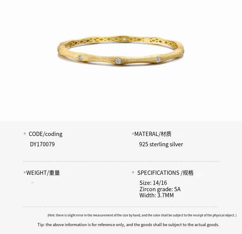 S925 Sterling Silver Bracelet Women's Brushed Craft Zircon Inlaid