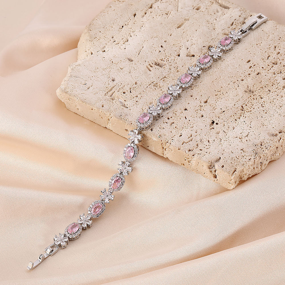 High quality zircon flower oval bracelet