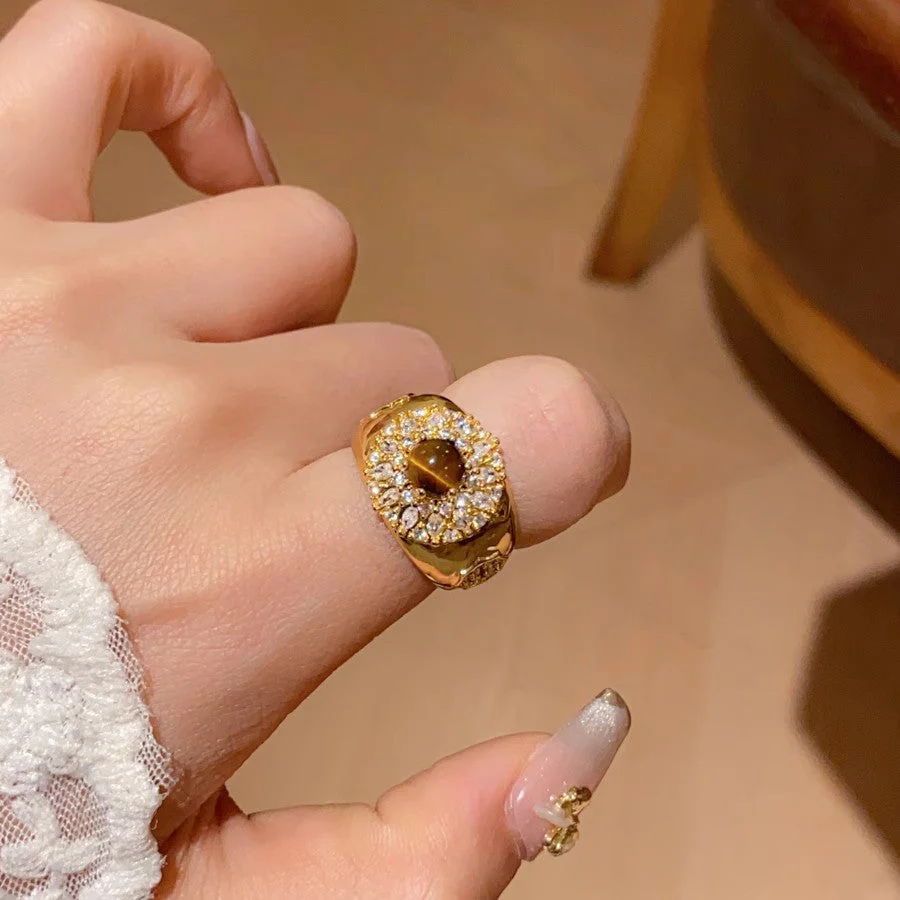 Real gold electroplated zircon split ring