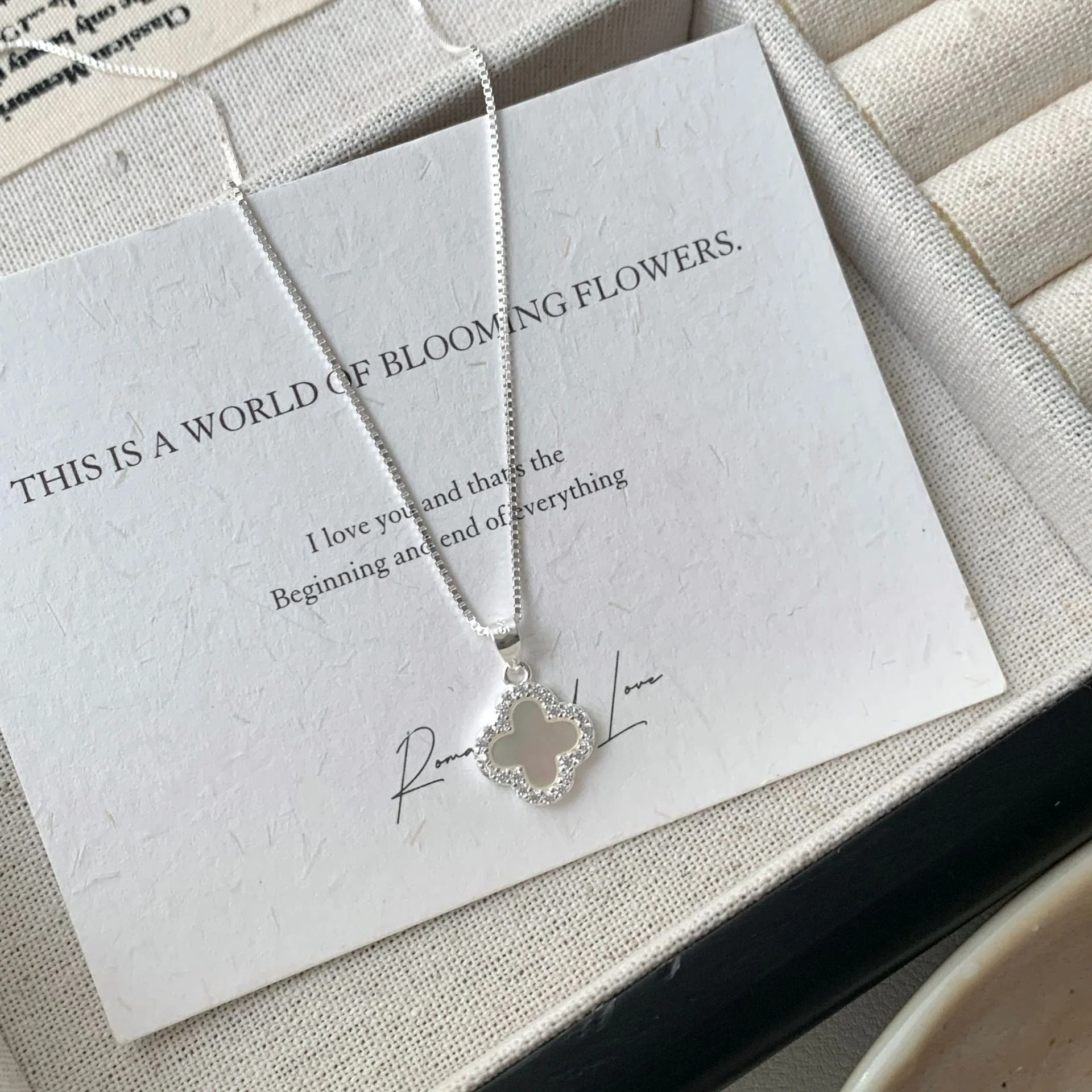 S925 sterling silver full diamond Bai Bei four-leaf clover necklace