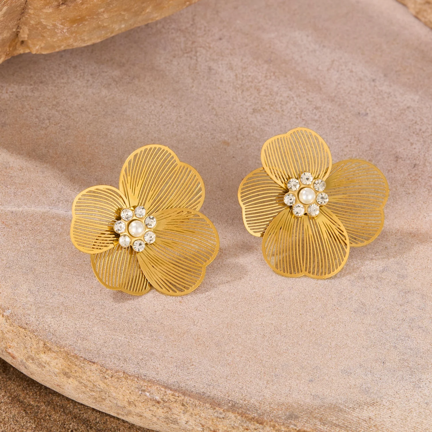 Flower Titanium Steel Earrings
