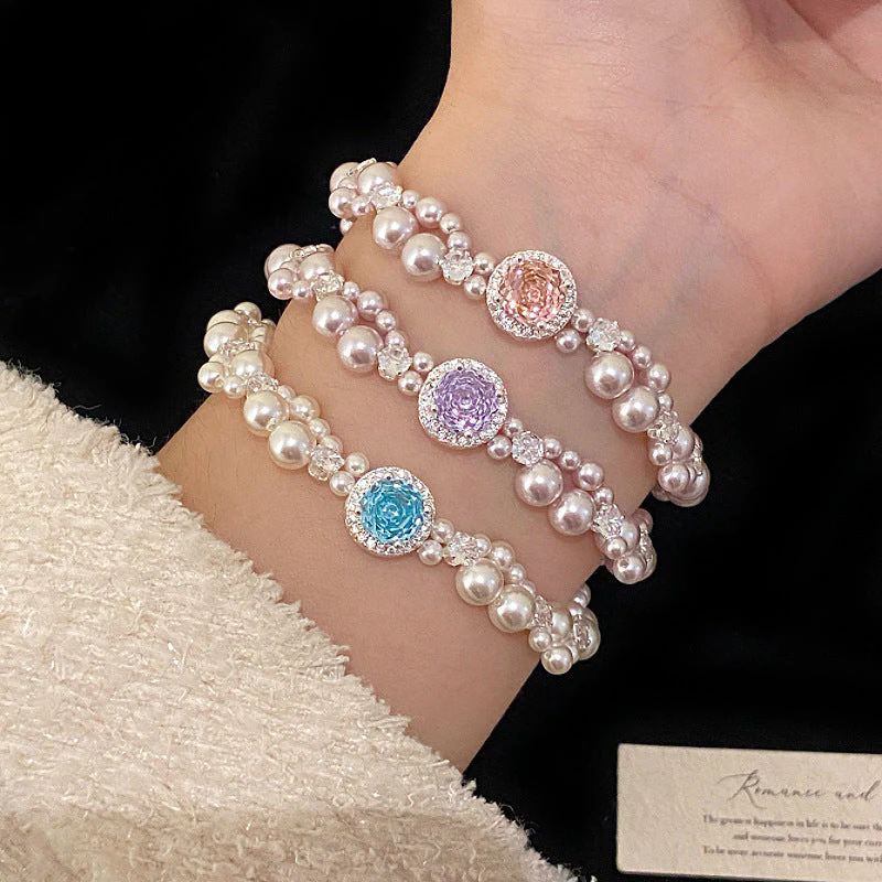 Manta rose Swarovski pearl micro-inlaid zircon bracelet