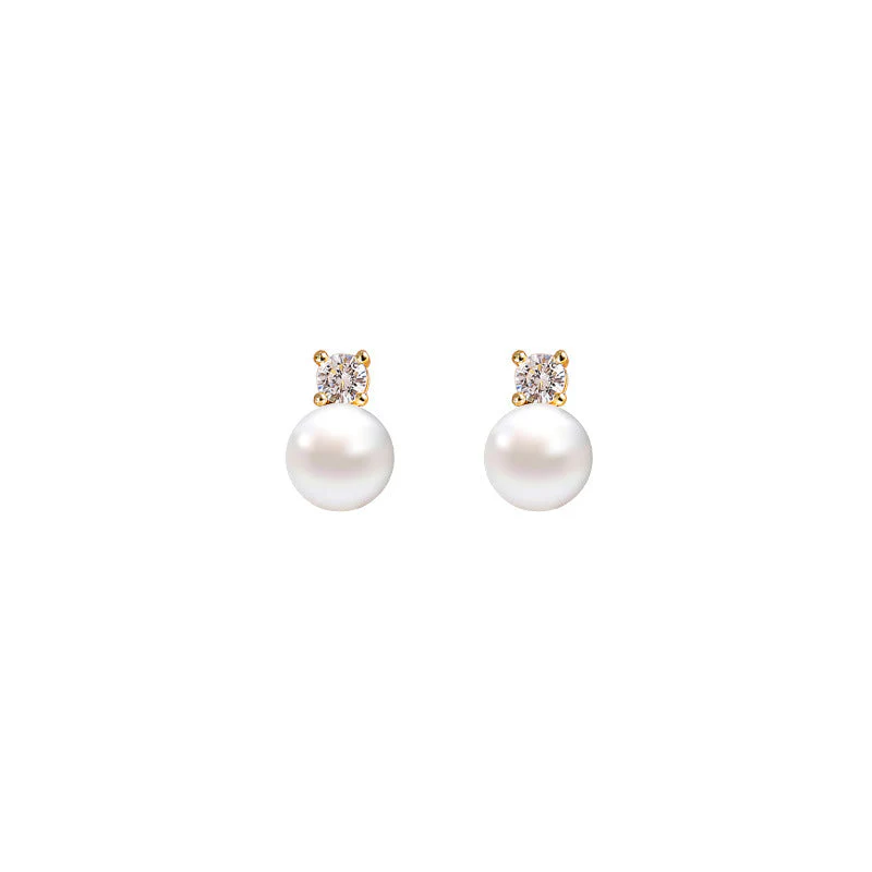 S925 sterling silver Flash Diamond Pearl Earrings