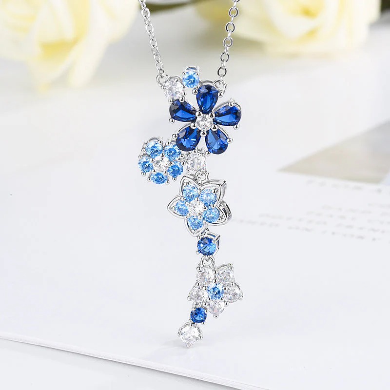 Zircon Flower Bracelet Necklaces suit