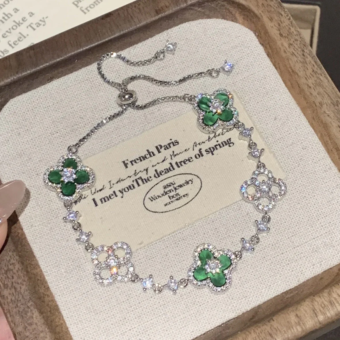 Zircon Clover Adjustable Bracelet