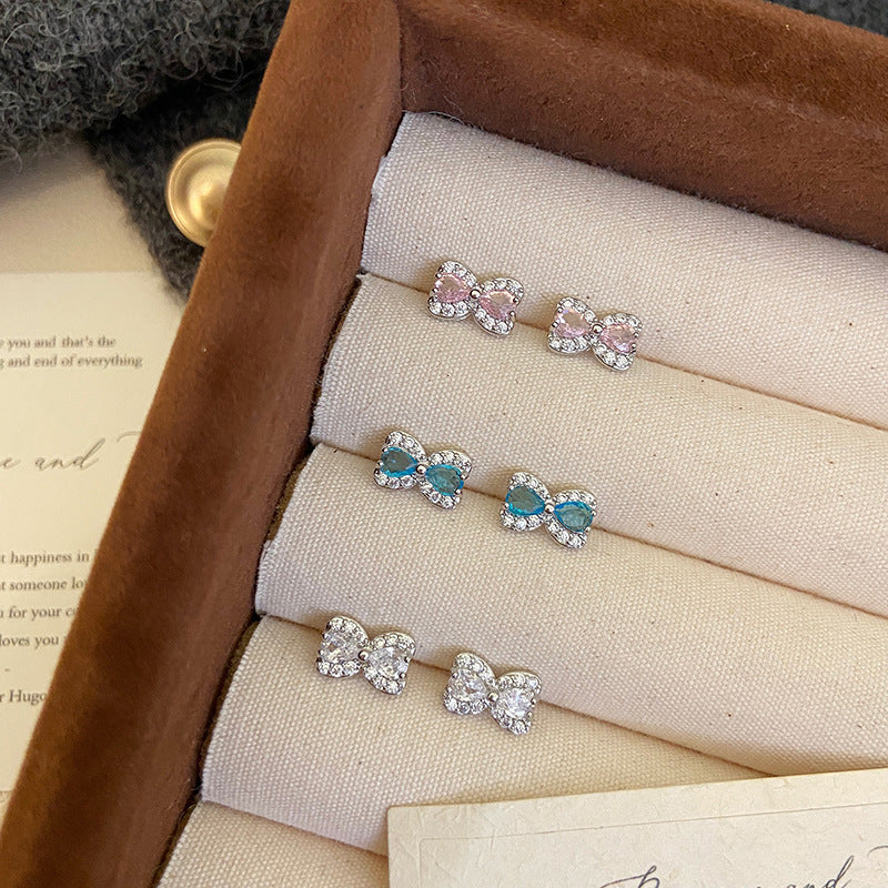 Super Flash Zircon Bow Earrings