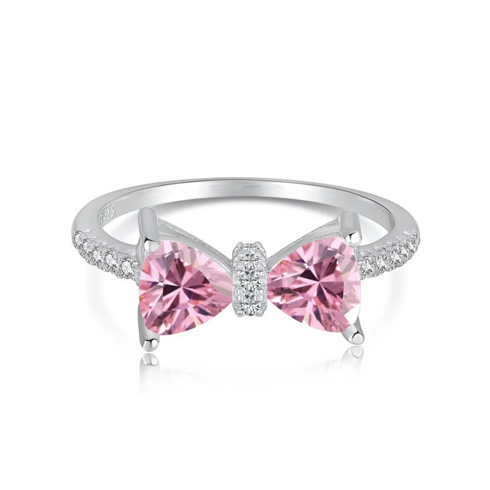 Pink Bow S925 Sterling Silver Ring